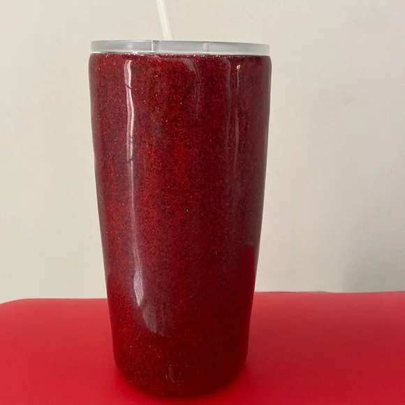 Coca Cola Stainless Steel Travel Tumbler with straw. Sparkly/Glittery. - Picture 5 of 15